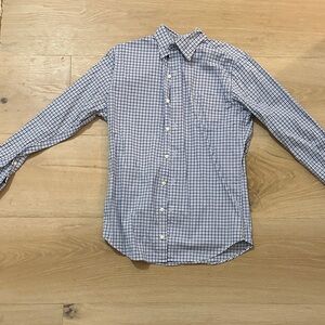 Peter Millar Navy and White Plaid Shirt